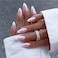 CTTHNBD French Tip Press on Nails Medium Almond Fake Nails Chrome Design Full Cover Stick on False Nails for Women 24 Pcs