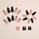WLGDLH French Tip Press on Nails Medium Almond Fake Nails Black Oblique French False Nails Press Ons With Glitter Gold Thread Designs Full Cover Glue on Nails Acrylic Nail Kit for Women Manicure 24 Pc