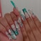 Gifiky Long French Press on Nails Square Fake Nails Swirl Nails Tips Full Cover Breen False Nails for Women and Girls 24Pcs