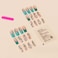Gifiky Long French Press on Nails Square Fake Nails Swirl Nails Tips Full Cover Breen False Nails for Women and Girls 24Pcs