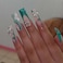 Gifiky Long French Press on Nails Square Fake Nails Swirl Nails Tips Full Cover Breen False Nails for Women and Girls 24Pcs