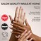 Glamnetic Press On Nails Classy French Medium Square Fake Nails with Trendy Micro French Tip Salon Quality 15 Sizes 30 Nail Kit