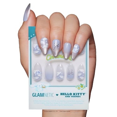Glamnetic x Hello Kitty and Friends Press On Nails Cinnamoroll Cloud Pale Blue 3D Cloud Graphic Fake Nails in a Velvet Finish 15 Sizes 30 Nail Kit with Glue
