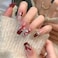 Hkanlre 3D Press on Nails Medium Fake Coffin Nails Tips Full Cover Luxury False Nails for Women and Girls 24PCS