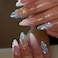 HOSAILY 3D Summer Beach Press on Nails Medium Almond Blue White Ombre Shell Star Pearl Designs SemiHandmade Full Cover Stick on Nails Gift for Women 24Pcs Glossy Reusable Fake False Nails