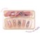 IMRAIN Press on Nails Long Square Fake Nails Purple Gradient Glossy False Nails Full Cover Glue on Nails with Butterfly Rhinestone Designs Artificial Summer Acrylic Squoval Nail Kit