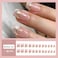 KAICCOSO Short Square French Tip Press On Nails 24 Pcs Gold Light Pink Glossy Acrylic False Nails with Gold Lines Designs Cat Eyes Ombre Full Cover Glue on Nails for Women