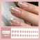 KAICCOSO Short Square French Tip Press On Nails 24 Pcs Gold Light Pink Glossy Acrylic False Nails with Gold Lines Designs Cat Eyes Ombre Full Cover Glue on Nails for Women