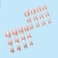 KAICCOSO Short Square French Tip Press On Nails 24 Pcs Gold Light Pink Glossy Acrylic False Nails with Gold Lines Designs Cat Eyes Ombre Full Cover Glue on Nails for Women