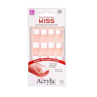 KISS Kiss Salon Acrylic French 28 Count Long Length Nude Pack of 2