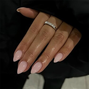 KQueenest Dusty Pink Press on Nails Short Almond 30 Pcs Fake Nails Glue on Thick Natural Fit Acrylic Nails Reusable Salon Quality Stick on Nails for Women Easy False Nails for Everyday Wear