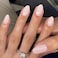 KQueenest Pastel Light Pink Press on Nails Short Oval Glossy Soft Gel Fake Nails Press on Extra Short Almond Fake Nails with UV Cover Thick Acrylic Glue on Nails for Wome Wedding Everyday 4 Pcs