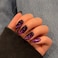 KQueenest Purple Cat Eye Press on Nails Almond Shape 30 Pcs Black Glitter Fake Nails Medium Thick Dark Sparkly Nails Press on Shiny Acrylic Nails Cute Bling Stick on Nails for Women Manicure