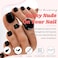 LuckForever 168pc Press on Toenails Women Fake Toe Nails with Glue Tabs Black Fake Toenails Press on Nails Short Square Acrylic Toe Nail Tips False Toenails Feet Artificial Toe Nails Press ons