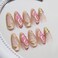 MISUD Press on Nails Medium Almond Fake Nails with 3D Gold Chrome Acrylic Butterfly Design 24 pcs