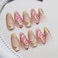 MISUD Press on Nails Medium Almond Fake Nails with 3D Gold Chrome Acrylic Butterfly Design 24 pcs