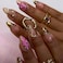 MISUD Press on Nails Medium Almond Fake Nails with 3D Gold Chrome Acrylic Butterfly Design 24 pcs