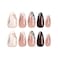 MISUD Press on Nails Medium Almond Glue on Nails with Fall Brown Acrylic Autumn Leaf Design 24 pcs