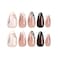MISUD Press on Nails Medium Almond Glue on Nails with Fall Brown Acrylic Autumn Leaf Design 24 pcs