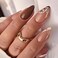 MISUD Press on Nails Medium Almond Glue on Nails with Fall Brown Acrylic Autumn Leaf Design 24 pcs