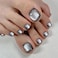 MISUD Press on Nails Toe Glue on Nails with Black Cat Eye Acrylic Toenails Bling Design 24 pcs