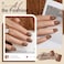 modelones Modelones 32Pcs Brown Press on Nails Short Square Fake Nails Reusable Nail Kit with Nail Glue Adhesive Tabs Mini Nail File Nails Press Ons 16 Sizes