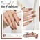 modelones Modelones Brown Press on Nails Almond Short Chrome Fake Nails Reusable Nail Kit with Nail Glue Adhesive Tabs Mini Nail File Nails Press Ons 32Pcs 16Sizes