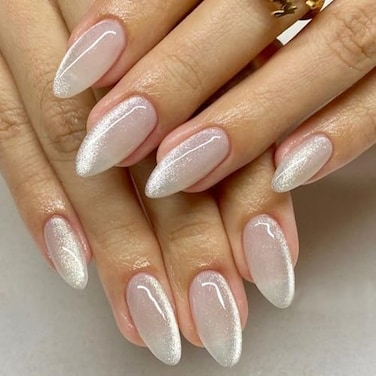 modelones Modelones Cat Eye Press on Nails Almond Spring Short Fake Nails Reusable Nail Kit with Nail Glue Adhesive Tabs Mini Nail File Nails Press Ons 32Pcs 16 Sizes Women Girl Gift