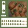 OHWODA Almond Press on Nails Green Ombre Fake Nails with Gold Star Sun Designs Medium Length Artificial Nails Gradient Celestial Sparkles Stick on Nails for Women Girls 24Pcs