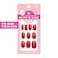 Olive &amp; Olive June Classic Super Stick Mani Summer Press On Nails No Glue Needed 32 Tab Nails 16 Sizes NonToxic Tabs Easy OnOff NonDamaging 7Day Wear Short Round Lollipop Cherry Red