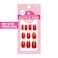 Olive &amp; Olive June Classic Super Stick Mani Summer Press On Nails No Glue Needed 32 Tab Nails 16 Sizes NonToxic Tabs Easy OnOff NonDamaging 7Day Wear Short Round Lollipop Cherry Red