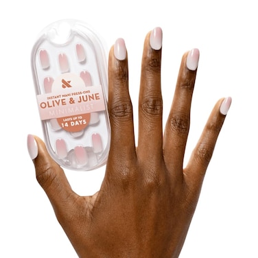 Olive & Olive June Minimalist Instant Mani Press On Nails Glue 42 Fake Nails 21 Sizes NonToxic LongLasting BarelyThere Look SalonQuality at Home Short Round Rose Syrup Gradient