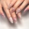 LBPEPAMZ Peach Blossom Press on Nails Short Medium Almond Fake Nails with 3D Pearl Diamond Designs Pink Flower Full Cover Stick on Nails Pink White Gradient Glossy Acrylic False Nails for Women 24Pcs