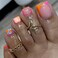 KAICCOSO Pink French Tip Press on Toenails Square Short Orange Fake Toe Nails Summer Glitter Rhinestone False Toenails with 3D Designs Bling Diamond Acrylic Glue on Toenails Cute Stick on Toenails for