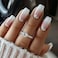 QQPPOLIU 24pcs Short Presson Nails Square False Nails with Geometric Design Glitter Gradient Artificial Nails