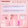 QQPPOLIU Short Press on Nails Square Nails with Rhinestone Design French Tips Cute Nails Press on Fake Nails for GirlsPink Silver