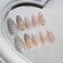 RUOKEXIN Almond Press on Nails Medium Fake Nails Blue White French Tip False Nails with 3D Shell Star Designs White Ombre Nail Press ons Glossy Stick on Nail for Women 24Pcs