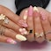 RUOKEXIN Almond Style 0236 24pcs Glossy Art Deco PressOn False Nails with 3D Flower Designs Medium Glue on Nails Cute Stick on Nails for Women