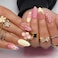RUOKEXIN Almond Style 0236 24pcs Glossy Art Deco PressOn False Nails with 3D Flower Designs Medium Glue on Nails Cute Stick on Nails for Women