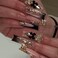 RUOKEXIN Black French Tip Fake Nails Square False Nails with Gold 3D Butterfly Designs Glitter Glue Black Bow Cute Stick On Nails for Women 24Pcs