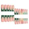 RUOKEXIN Long Square Press on Nails Green French Tip Fake Nails Gold Glitter False Nails with Gold 3D Butterfly Designs Long Square Glue on Nails Sparkly Artificial Nails Cute Stick on Nails for Women