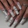 RUOKEXIN Long Square Presson French Tip False Nails with 3D Flower Bow Heart Designs Sparkly Artificial Glueon Nails Cute Stickon 24pcs