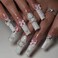 RUOKEXIN Long Square Presson French Tip False Nails with 3D Flower Bow Heart Designs Sparkly Artificial Glueon Nails Cute Stickon 24pcs