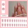 RUPOFUZA Long Press on Nails Coffin Fake Nails with Pink White Ombre A Little Bit of Glitter Designs Acrylic Nails Press ons Artificial False Stick on Nails for Women 30Pcs