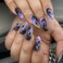 SEENEEY Almond Press On Nails 24pcs Purple Black Artificial Nails with Designs Full Cover Nail Glossy Finish Acrylic Material Full Well Tips False Nails