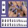 SEENEEY Almond Press On Nails 24pcs Purple Black Artificial Nails with Designs Full Cover Nail Glossy Finish Acrylic Material Full Well Tips False Nails