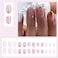 CTTHNBD Short Press Almond White French Tip False Nails with Gold Glitter Design Glue on Pink Full Cover Stick on Cute Acrylic Artificial Nails for Women Manicure 24Pcs