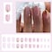 CTTHNBD Short Press Almond White French Tip False Nails with Gold Glitter Design Glue on Pink Full Cover Stick on Cute Acrylic Artificial Nails for Women Manicure 24Pcs