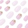 CTTHNBD Short Press Almond White French Tip False Nails with Gold Glitter Design Glue on Pink Full Cover Stick on Cute Acrylic Artificial Nails for Women Manicure 24Pcs