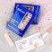 Stbisen Press On Nails Short Square Pink Fake Nails with French Tips and Gold Border Accent Glitter Designs Glossy Gel Finish Summer Nails Natural Reusable Glue On Nails Suitable for Work 30Pcs